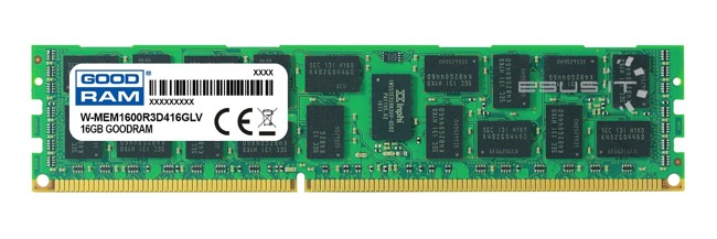 Memory RAM 1x 16GB GoodRAM ECC REGISTERED DDR3 2Rx4 1600MHz PC3-12800 RDIMM | W-MEM1600R3D416GLV