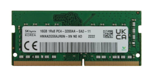 Memory RAM 1x 16GB Hynix DDR4 1Rx8 3200MHz PC4-25600 SO-DIMM  | HMAA2GS6AJR8N-XN