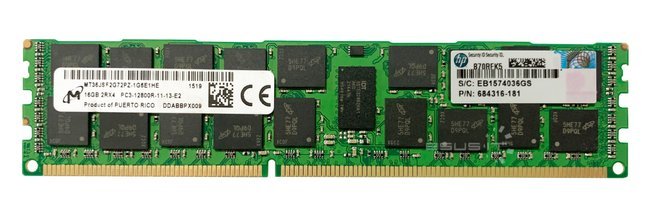 Memory RAM 1x 16GB Micron ECC REGISTERED DDR3  1600MHz PC3-12800 RDIMM | MT36JSF2G72PZ-1G6#