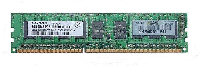 Memory RAM 1x 2GB ELPIDA ECC UNBUFFERED DDR3  1333MHz PC3-10600 UDIMM | EBJ21EE8BAWA-DJ-E