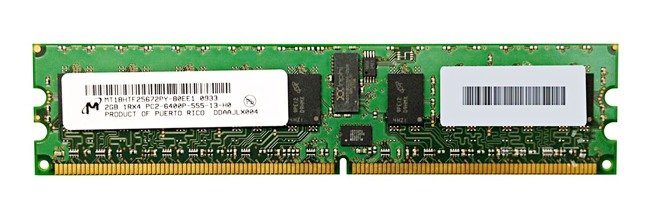 Memory RAM 1x 2GB Micron ECC REGISTERED DDR2  800MHz PC2-6400 RDIMM | MT18HTF25672PY-80EG1