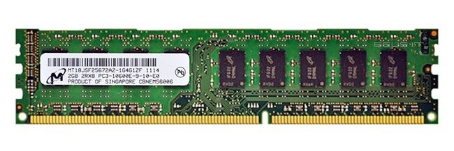 Memory RAM 1x 2GB Micron ECC UNBUFFERED DDR3  1333MHz PC3-10600 UDIMM | MT18JSF25672AZ-1G4