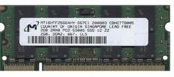 Memory RAM 1x 2GB Micron SO-DIMM DDR2 800MHz PC2-6400 | MT16HTF25664HY-800