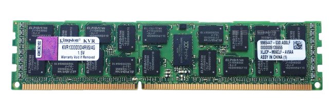 Memory RAM 1x 4GB Kingston ECC REGISTERED DDR3  1333MHz PC3-10600 RDIMM | KVR1333D3D4R9S/4G