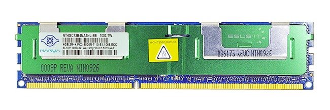 Memory RAM 1x 4GB Nanya ECC REGISTERED DDR3  1066MHz PC3-8500 RDIMM | NT4GC72B4NA1NL-BE