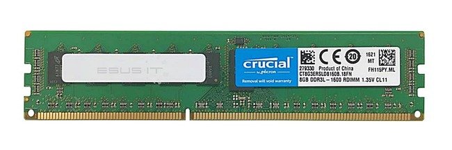 Memory RAM 1x 8GB Crucial ECC REGISTERED DDR3  1600MHz PC3-12800 RDIMM | CT8G3ERSLD8160B.18FN