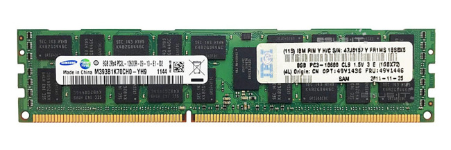 Memory RAM 1x 8GB Samsung ECC REGISTERED DDR3  1333MHz PC3-10600 RDIMM | M393B1K70CH0-CH9