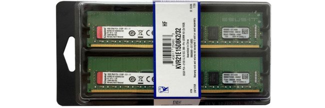 Memory RAM 2x 16GB Kingston ECC UNBUFFERED DDR4  2133MHz PC4-17000 UDIMM | KVR21E15D8K2/32