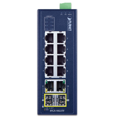 Switch Planet IFGS-1022TF 8x 100Mb 2x RJ-45/SFP