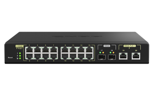 Switch QNAP QSW-M2116P-2T2S 16x 2.5Gb | 2x 10Gb 2x SFP+ 280 W PoE+/PoE++