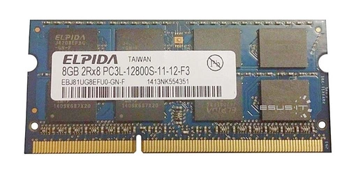 Memory RAM 1x 8GB ELPIDA SO-DIMM DDR3 1600MHz PC3-12800 | EBJ81UG8EFU0-GN-F