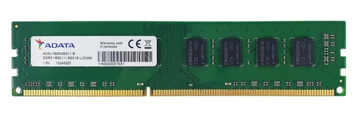 Memory RAM 1x 8GB ADATA NON-ECC UNBUFFERED DDR3 1600MHz PC3-12800 UDIMM | AD3U1600W8G11-B