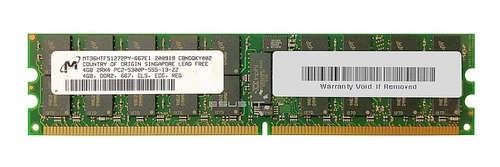 Memory RAM 1x 4GB Micron ECC REGISTERED DDR2  667MHz PC2-5300 RDIMM | MT36HTF51272PY-667E1